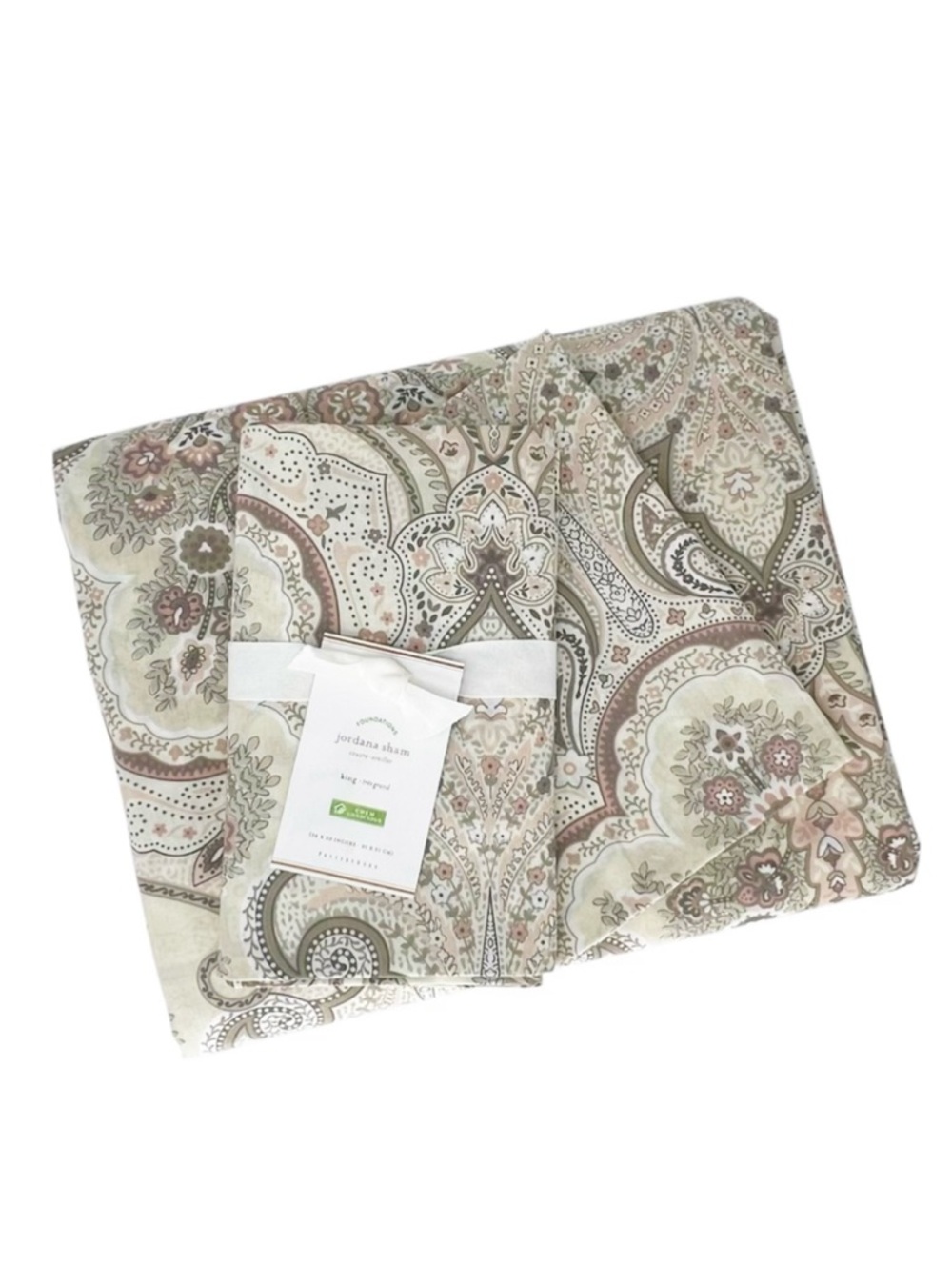 NEW Pottery Barn Jordana Paisley Percale Duvet Cover King/Cal + Shams Neutral - Picture 7 of 8